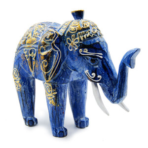 Сувенир из дерева Слон 20см Албезия Антик Blue-Gold