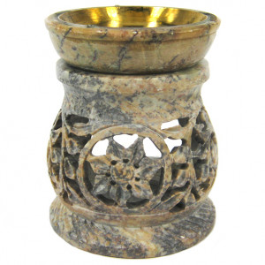 Аромалампа 9,5см, камень, чаша с бронзовой вставкой