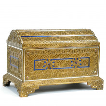 Сундук "Шанти" с фигурной крышкой, синяя инкрустация