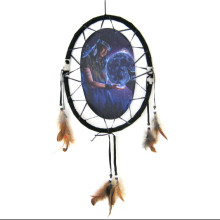 207-17 Панно овальное Индеец, волки 33х25см, пластик, ткань 207-17 Панно овальное Индеец, волки 33х25см, пластик, ткань