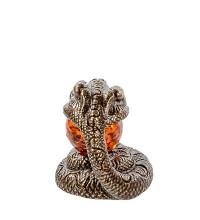  Фигурка "Змея с шаром" (латунь, янтарь)