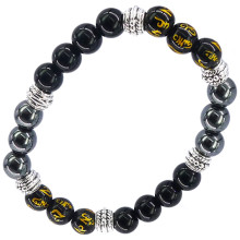 BX165 Браслет с мантрой «Ом мани падме хум» 8 мм, камень