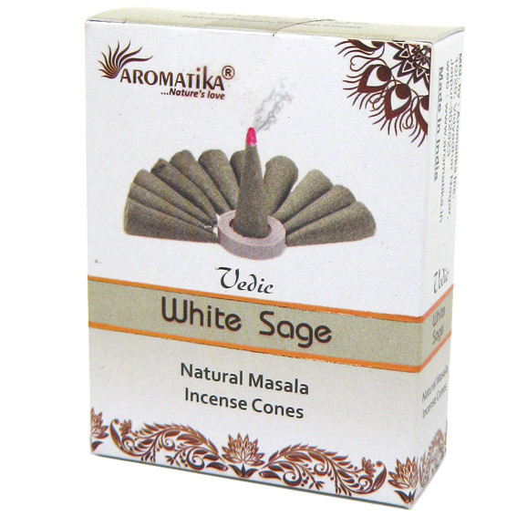 Aromatika Vedic конусные благовония White Sage Белый Шалфей масала