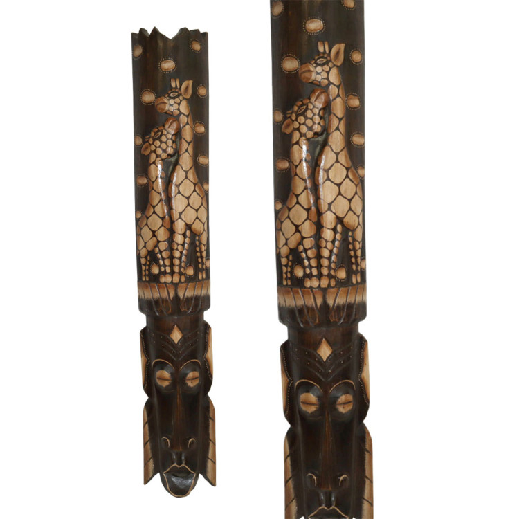 Маска Два Жирафа настенная дерево албезия оберег на удачу 100см