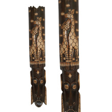 Маска Два Жирафа настенная дерево албезия оберег на удачу 100см