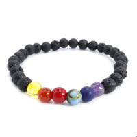 Браслет из натуральных камней 7чакр и Вулканическая лава поможет достичь цели 6мм