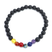 Браслет из натуральных камней 7чакр и Вулканическая лава поможет достичь цели 6мм