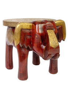 Табурет "Слон" (дерево,латунь) 43*30*30 Мб221/1