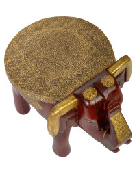 Табурет "Слон" (дерево,латунь) 43*30*30 Мб221/1