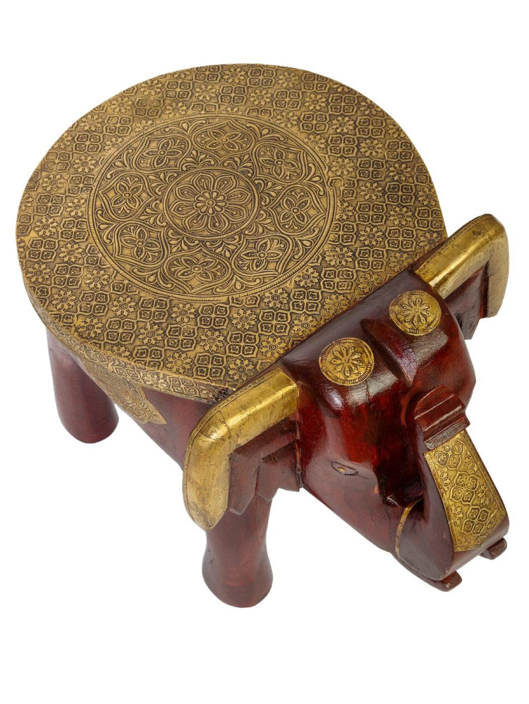 Табурет "Слон" (дерево,латунь) 43*30*30 Мб221/1