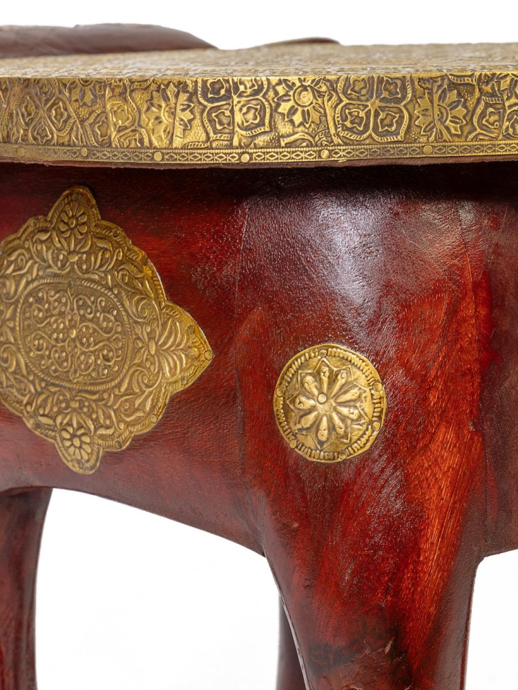 Табурет "Слон" (дерево,латунь) 43*30*30 Мб221/1