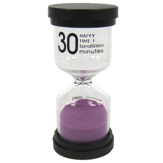 Ф Песочные часы на 30 минут, фиолетовые, 10см, стекло, пластик
