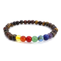 Браслет из натуральных камней 7чакр и 3 глаз Соколиный Тигровый Бычий дарует мощную защиту 6мм