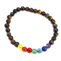 Браслет из натуральных камней 7чакр и 3 глаз Соколиный Тигровый Бычий дарует мощную защиту 6мм