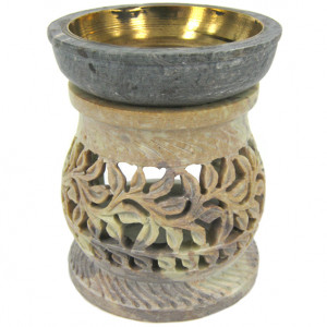 Аромалампа 11см, камень, чаша с бронзовой вставкой