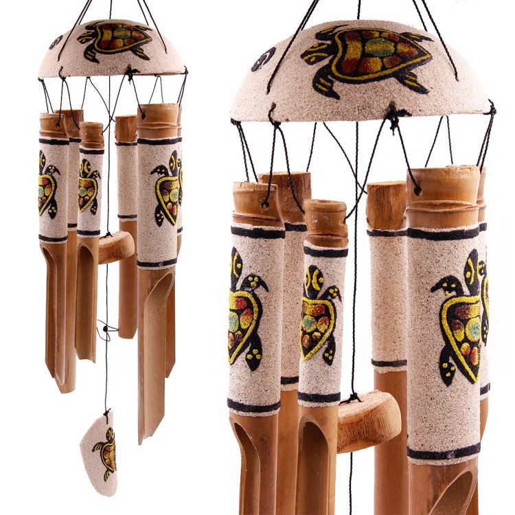 Музыка ветра бамбук  с черепашкой - оберег для всей семьи  Хрупкое 48см-80см с ниткой