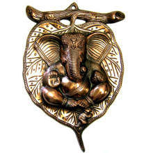 Панно Ганеш на листе 20 см, силумин