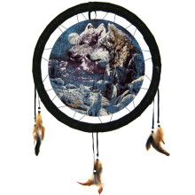 209-19 Панно круглое Волки 21см ткань