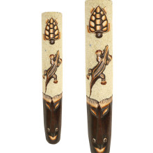 Маска с черепахой и ящерицей настенная, дерево албезия, символ процветания здоровья и изобилия 100см