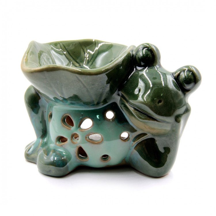 Аромалампа Веселая лягушка для эфирных масел керамика глазурь