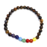 Браслет из натуральных камней 7чакр и Тигровый глаз защитит и примножит ваше богатство 6мм