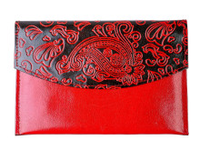Кошелек кожа ручной принт Кошелек кожа ручной принт