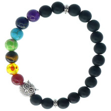 BX036 Браслет с подвеской на Мудрость (Сова) камень,8мм