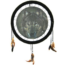 209-24 Панно круглое Волк 21см ткань