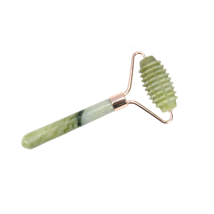 Роликовый массажер из натурального камня Байкальский Нефрит для лица и тела 15см