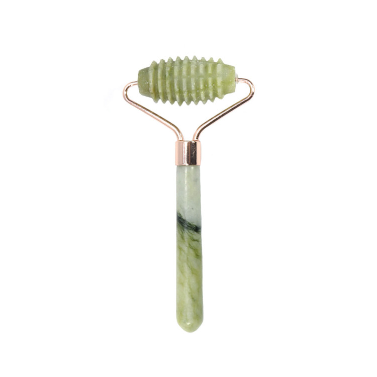 Роликовый массажер из натурального камня Байкальский Нефрит для лица и тела 15см
