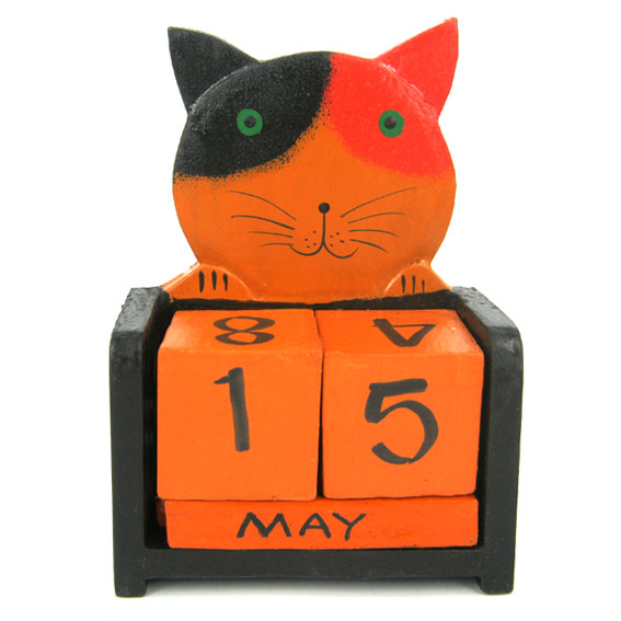 Календарь Кошка, дерево 10х14см