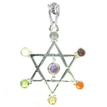 Подвеска 7 чакр Звезда Давида 3,7см металл Подвеска 7 чакр Звезда Давида 3,7см металл