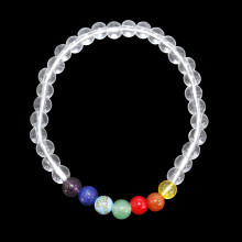 Браслет из камня 7чакр и Горный хрусталь 6мм энергетическая защита Браслет из камня 7чакр и Горный хрусталь 6мм энергетическая защита