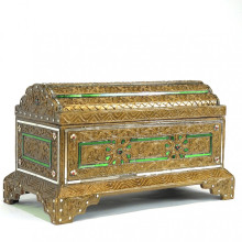 Сундук "Шанти" с фигурной крышкой, зеленая инкрустация