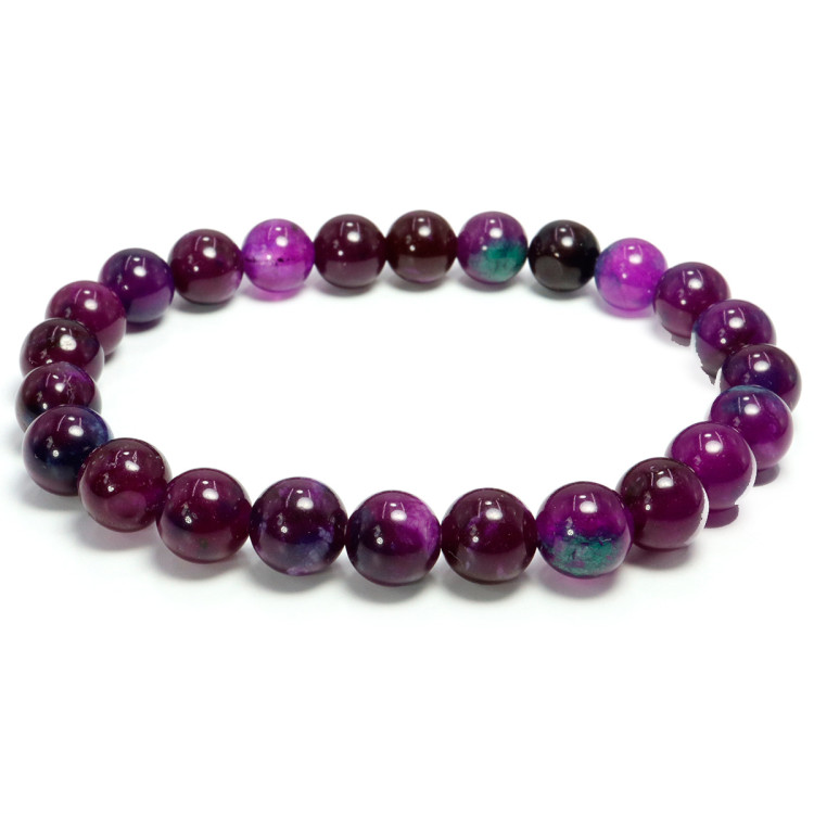 Браслет из камня Фиолетовый агат оберег 8мм