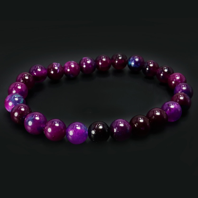 Браслет из камня Фиолетовый агат оберег 8мм