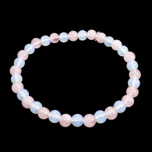 Браслет из камня Лунный камень и Розовый кварц символ любви и верности 6мм