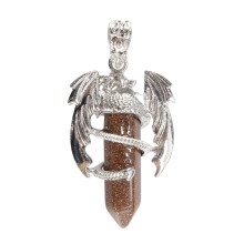 Подвеска Дракон с камнем Коричневый авантюрин привлекает удачу и везение