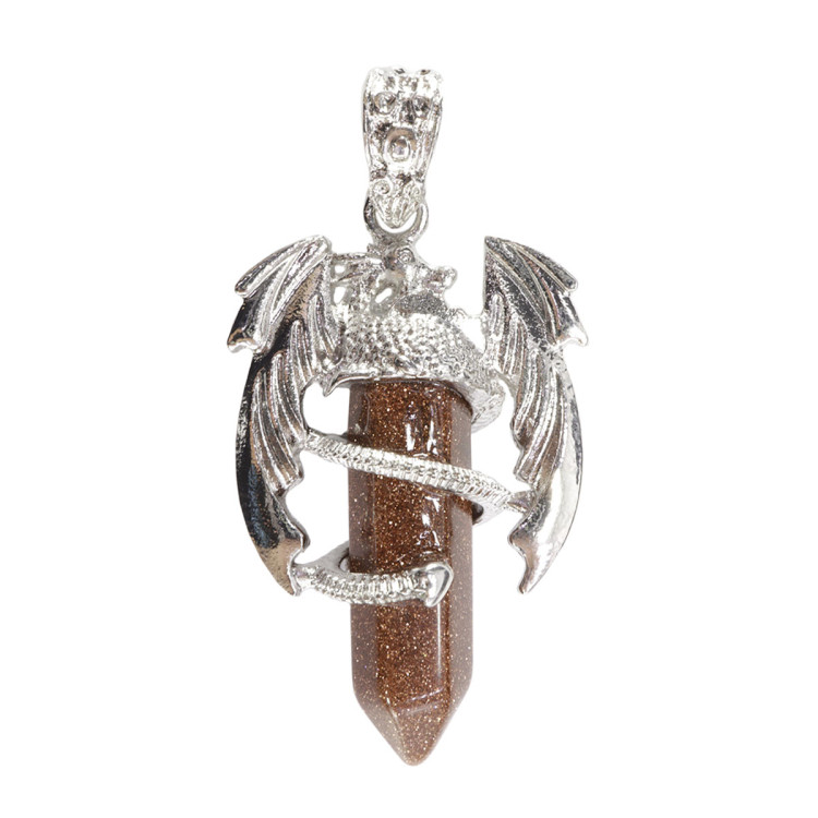 Подвеска Дракон с камнем Коричневый авантюрин привлекает удачу и везение