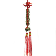 Z180 Подвеска Фэн Шуй 7 монет 2 слитка d.1,5см металл 27см