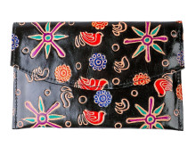 Кошелек кожа ручной принт