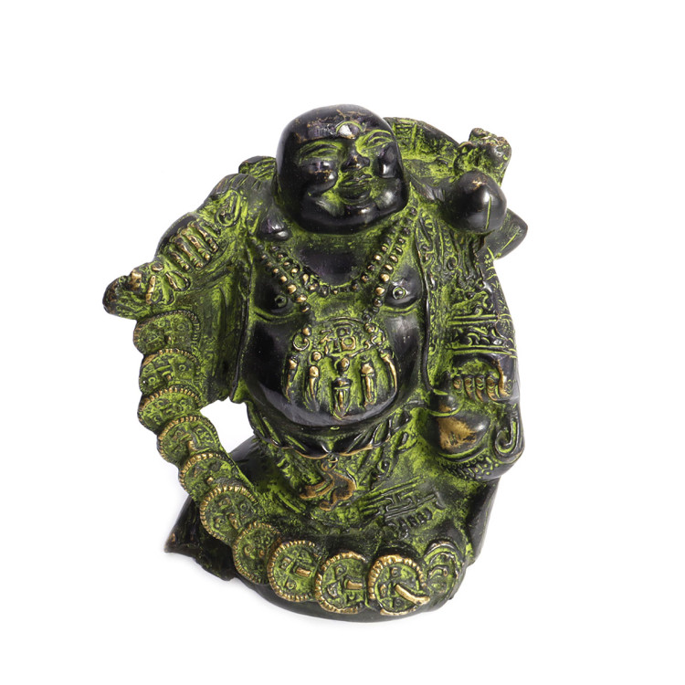 Хотей на мешке с монетами дарует процветание бронза h-14,5см-11.5см 1,638кг