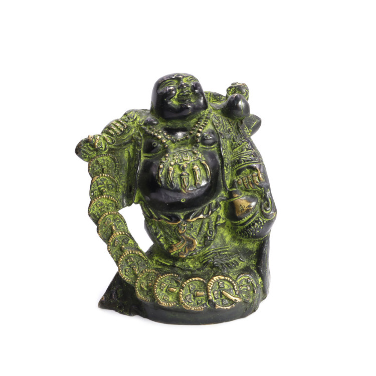 Хотей на мешке с монетами дарует процветание бронза h-14,5см-11.5см 1,638кг