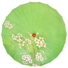 Зонтик китайский зеленый с сакурой 53см, d.84см дерево, бамбук, ткань