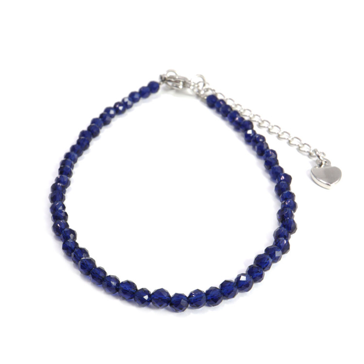 Браслет Шпинель с алмазной огранкой Синий 3мм