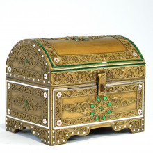 Сундук "Шанти" с овальной крышкой, зелёная инкрустация