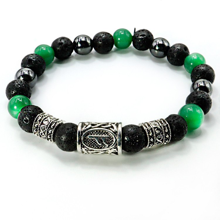 Браслет с руной Феху Нефрит Лава Гематит Финансовое благополучие Новые источники дохода 8мм