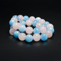 Браслет каменный  Розовый кварц и аквамарин - помогут разбудить остывшие чувства