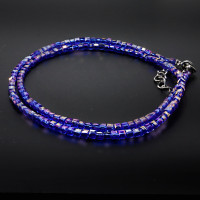 Бусы чокер Кубик хрусталь Лазурная синева 3мм-38см алмазная огранка