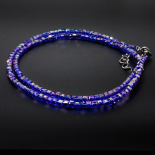 Бусы чокер Кубик хрусталь Лазурная синева 3мм-38см алмазная огранка Бусы чокер Кубик хрусталь Лазурная синева 3мм-38см алмазная огранка